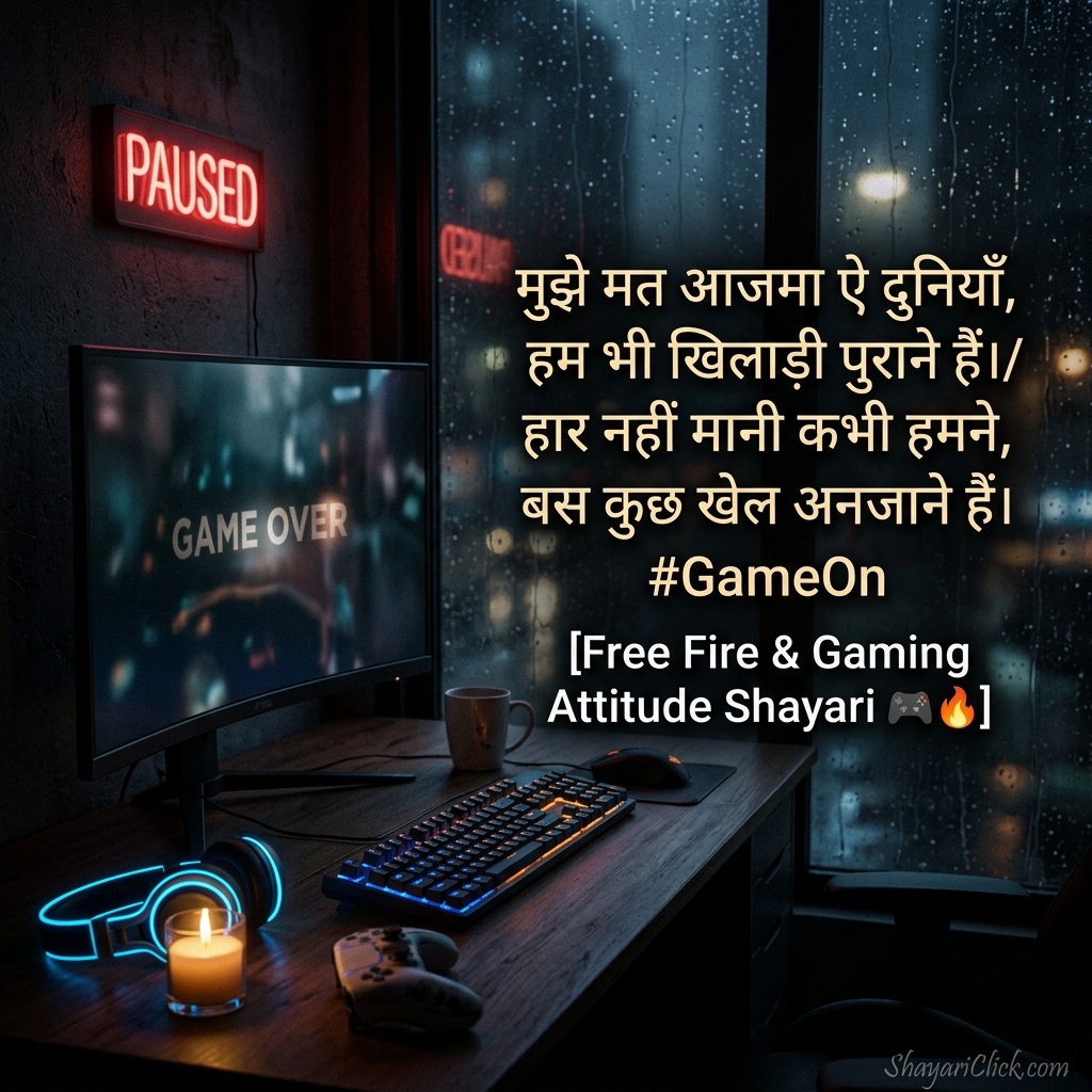 Free Fire & Gaming Attitude Shayari 🎮🔥